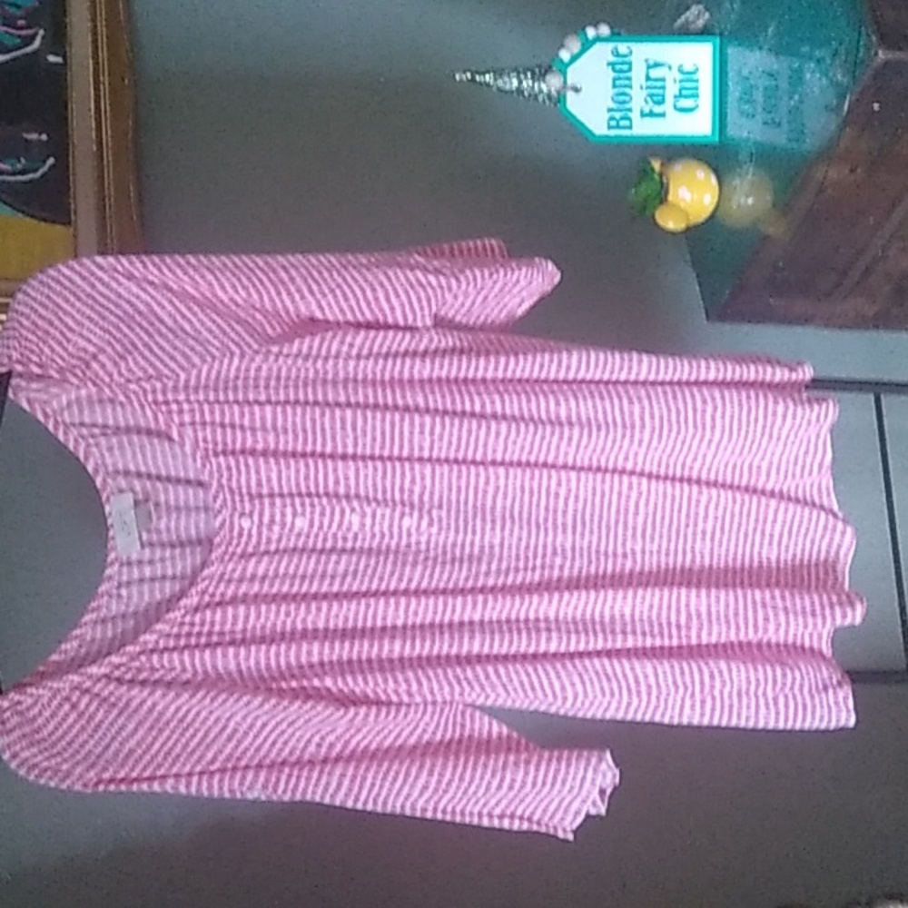 Loft medium pink and white blouse